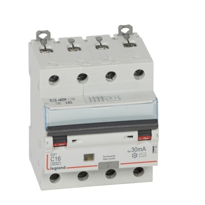 Выключатель автоматический дифференциального тока 4п 4модуля C 16A 30mA тип AC 6/10kA DX3 Leg 411186