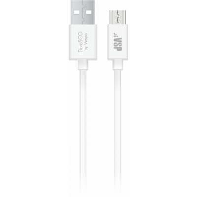 Кабель USB 2.0-microUSB 1 м BORASCO белый