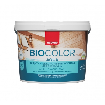 Защитная декоративная пропитка для древесины Neomid BioColor Aqua сосна (2.3 л)