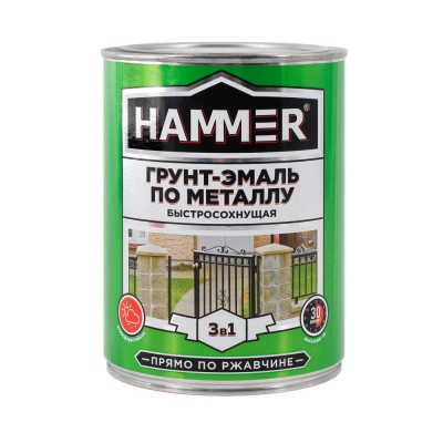 Грунт-эмаль по ржавчине 3в1 HAMMER шоколадная (0.9 кг)