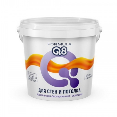 Краска акриловая для стен и потолков Formula Q8 белая (1.5 кг)