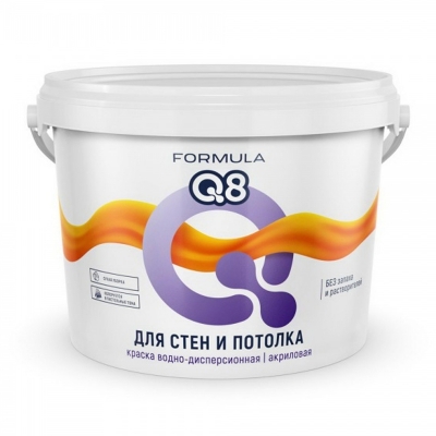 Краска акриловая для стен и потолков Formula Q8 белая (3 кг)