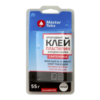 Клей-пластилин эпоксидный холодная сварка для сантехники белый MasterTeks HM (55 г)