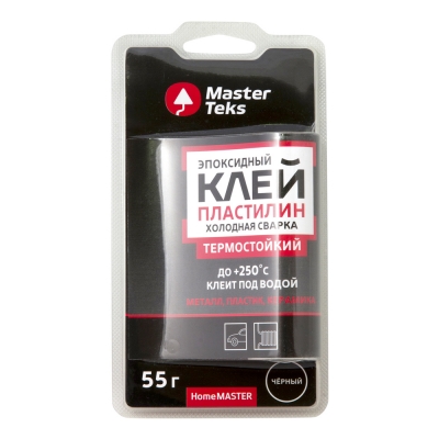 Клей-пластилин эпоксидный холодная сварка термостойкий черный MasterTeks HM (55 г)
