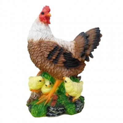 Фигура садовая Курица с цыплятами большая 42 см