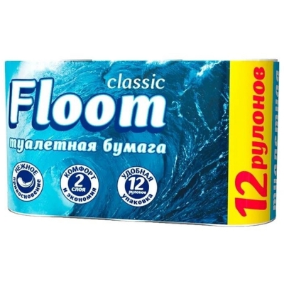 Бумага туалетная Floom Classic 2х-слойная (12 шт)