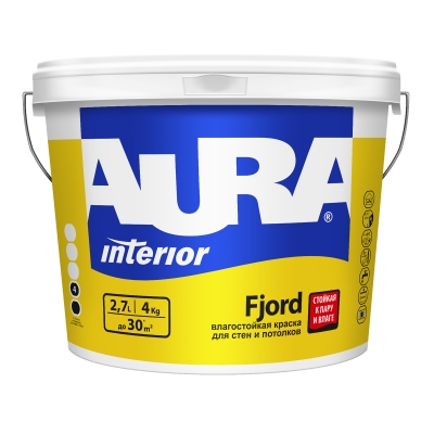Краска влагостойкая для стен и потолков Aura Interior Fjord белая (2.7 л)