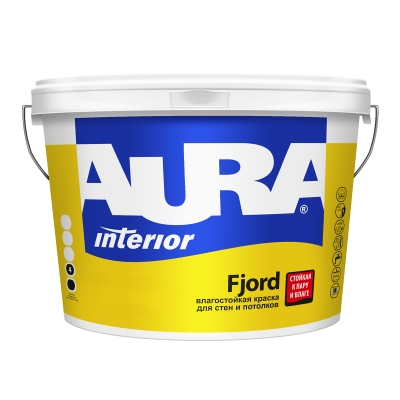 Краска влагостойкая для стен и потолков AURA Interior Fjord белая 4.5 л
