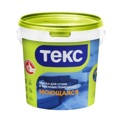 Краска моющаяся для стен и потолков Текс Универсал белая (0.9 л/1.5 кг)