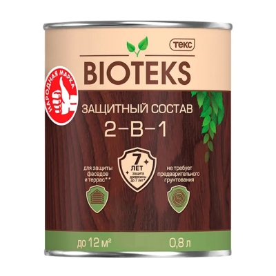 Антисептик декоративный для дерева Текс Bioteks 2-в-1 тик (0.8 л)