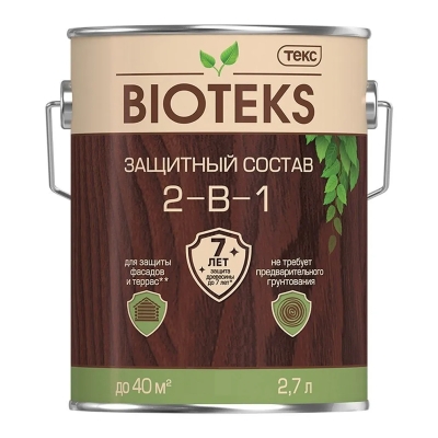 Антисептик декоративный для дерева Текс Bioteks 2-в-1 орех (2.7 л)