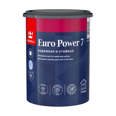Краска моющаяся интерьерная Tikkurila Euro Power 7 белая база А (0.9 л)