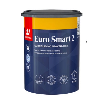 Краска влагостойкая интерьерная Tikkurila Euro Smart 2 белая база VVA (0.9 л)
