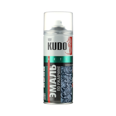 Эмаль молотковая по ржавчине KUDO KU-3001 серебристая (520 мл)