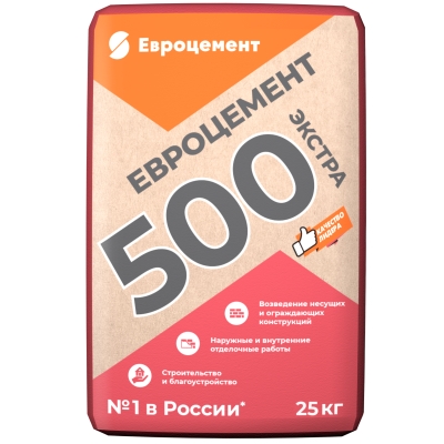 Цемент М-500 (ЦЕМ I-42.5Н) Цемрос/Евроцемент 25 кг