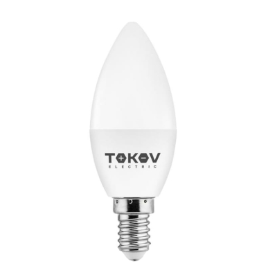 Лампа светодиодная C37 10 Вт E14 свеча 3000 K теплый свет TOKOV Electric