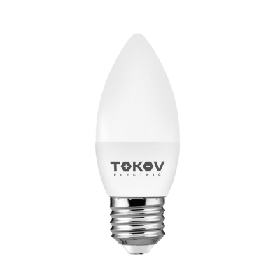 Лампа светодиодная C37 10 Вт E27 свеча 4000 K белый свет TOKOV Electric