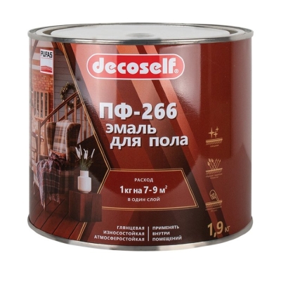Эмаль для пола Pufas Decoself ПФ-266 красно-коричневая (1.9 кг)