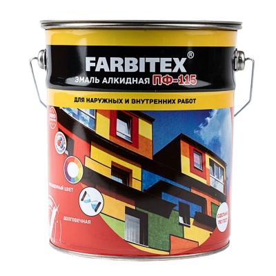 Эмаль алкидная Farbitex ПФ-115 оранжевая (5 кг)