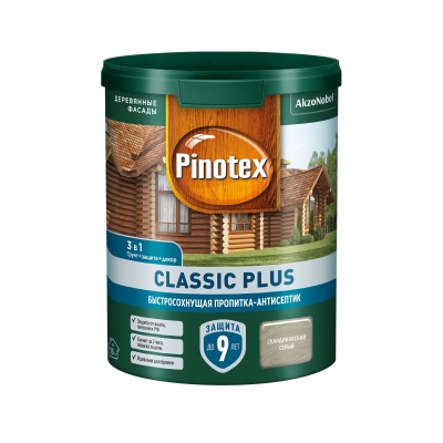 Пропитка-антисептик Pinotex Classic Plus 3 в 1 скандинавский серый (0.9 л)