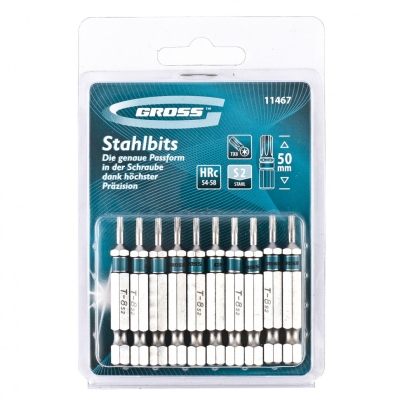 Набор бит Torx 8 х 50, сталь S2, 10 шт. Gross