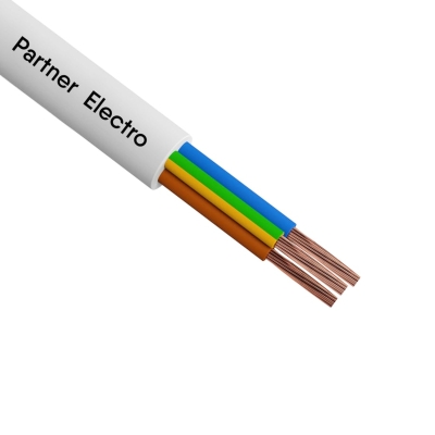 Провод ПВС 2х2.5+1х2.5 (бухта 5 м) белый Партнер Электро УТ-00000119