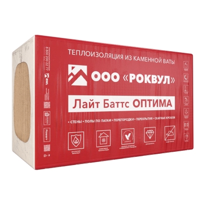 Утеплитель РОКВУЛ Лайт Баттс Оптима 100х600х1000 мм (3 м²) УЦЕНКА*