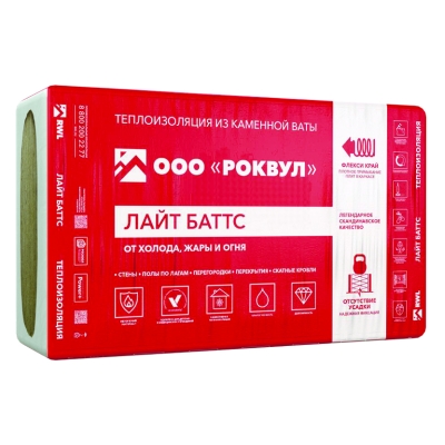 Утеплитель РОКВУЛ Лайт Баттс 50х600х1000 мм (6 м²) УЦЕНКА*