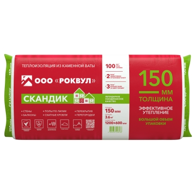 Утеплитель Rockwool Лайт Баттс Скандик XL 150х600х1200 мм (3.6 м²)