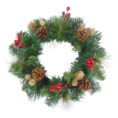 Венок новогодний d-30 см Волшебная страна «Шишки, ягоды, хвоя»