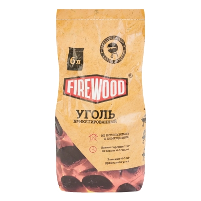 Уголь древесный брикетированный Fire Wood 6 л