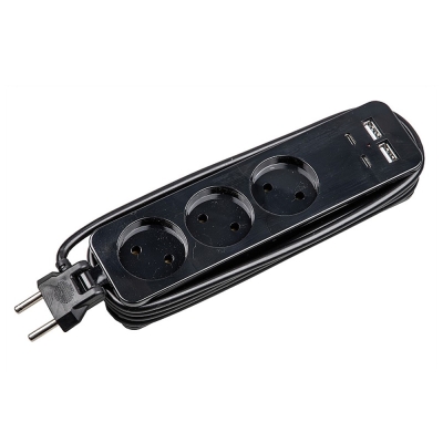 Удлинитель Uniel Travel S-CT3-1 8UC черный (3х1.8 м, ПВС 2х1, с USB)