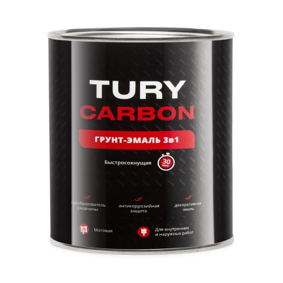 Грунт-эмаль по ржавчине 3в1 TURY Carbon серая RAL 7040 (2.2 кг)