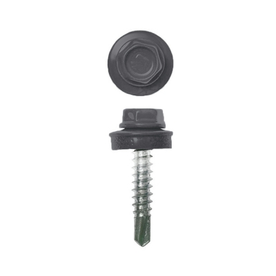 Саморезы кровельные с буром 5.5х19 мм графит RAL 7024 (300 шт)