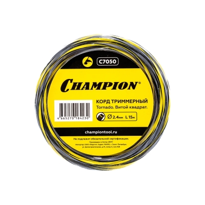 Леска (корд) для триммера (2.4 мм, 15 м, витой квадрат) Tornado Champion (C7050)
