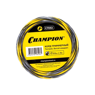 Леска (корд) для триммера (3 мм, 12 м, витой квадрат) Tornado Champion (C7052)