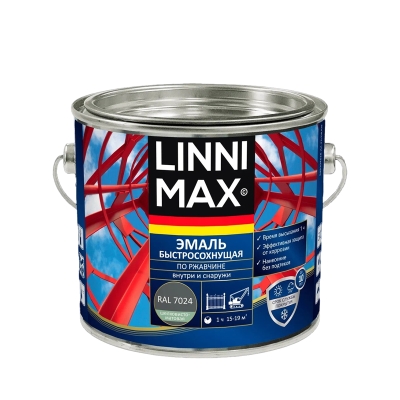 Грунт-эмаль по ржавчине быстросохнущая LINNIMAX графитовая серая RAL 7024 (1.6 л)