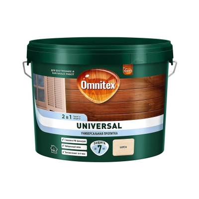 Пропитка для древесины декоративно-защитная Omnitex Universal 2-в-1 береза (9 л)