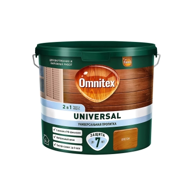 Пропитка для древесины декоративно-защитная Omnitex Universal 2-в-1 орегон (2.5 л)