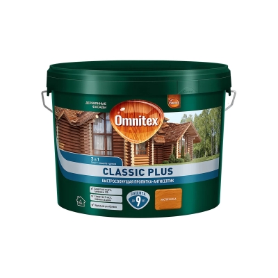 Пропитка-антисептик Omnitex Classic Plus 3 в 1 лиственница (9 л)