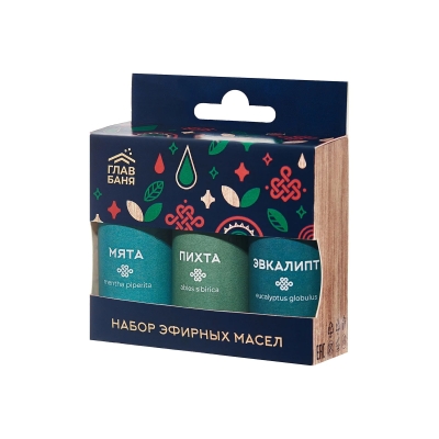 Набор масел эфирных (пихта, мята, эвкалипт) ГлавБаня (3х15 мл)