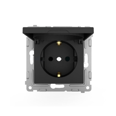 Розетка 1-м СП в сборе карбон IP20 16А, с з/к, з/ш TOKOV Electric Pixel TKE-PX-R1FZSF-C14