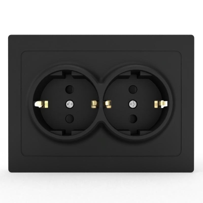 Розетка 2-м СП в сборе карбон IP20 16А, с з/к, з/ш TOKOV Electric Pixel TKE-PX-R2FZSF-C14