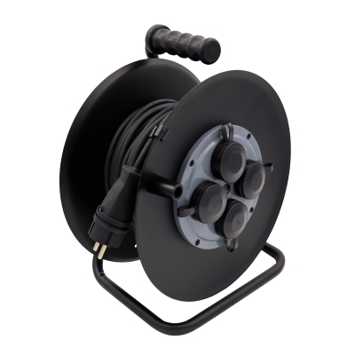 Удлинитель силовой на катушке УХз-16-4-30-КМ черный (4х30 м, ПВС 3х2.5, с/з) УЦЕНКА*