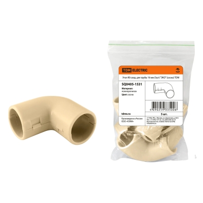 Угол 90 соединительный для трубы 16 мм (5 шт) TDM Еlectric "ЭКО" SQ0405-1531 (сосна)