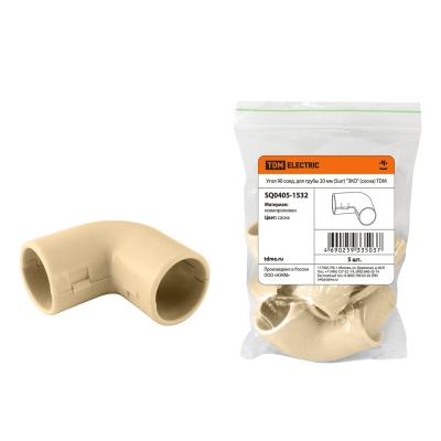 Угол 90 соединительный для трубы 20 мм (5 шт) TDM Еlectric "ЭКО" SQ0405-1532 (сосна)