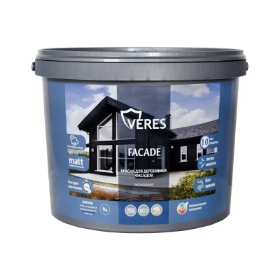 Краска для деревянных фасадов Veres Facade теплый серый (9 л)