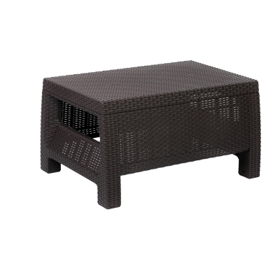 Стол пластмассовый прямоугольный 765х570х420 мм Альтернатива Ротанг Плюс (мокко) М8841