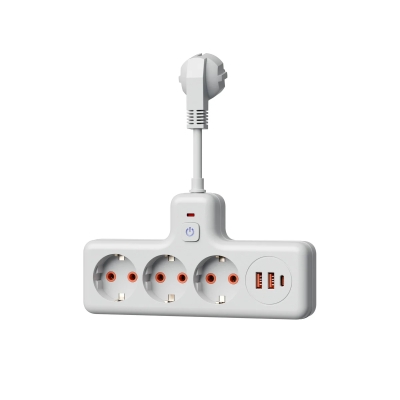 Удлинитель Космос белый (3х0.1 м, ПВС 3х1, с/з, 2USB+1USBC)