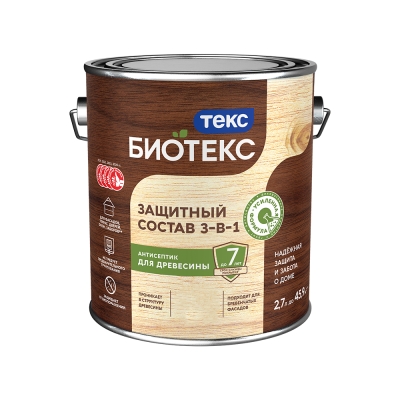 Антисептик декоративный для дерева Текс Bioteks 2-в-1/3-в-1 бесцветный (2.7 л)